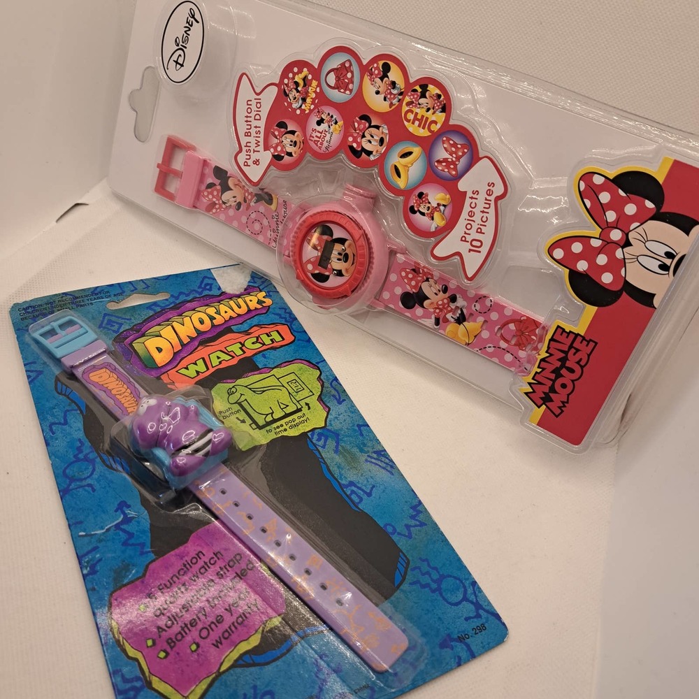 NIB- Disney MINNIE MOUSE 10 pictures Kids Watch & Dinosaurs Quartz Watch